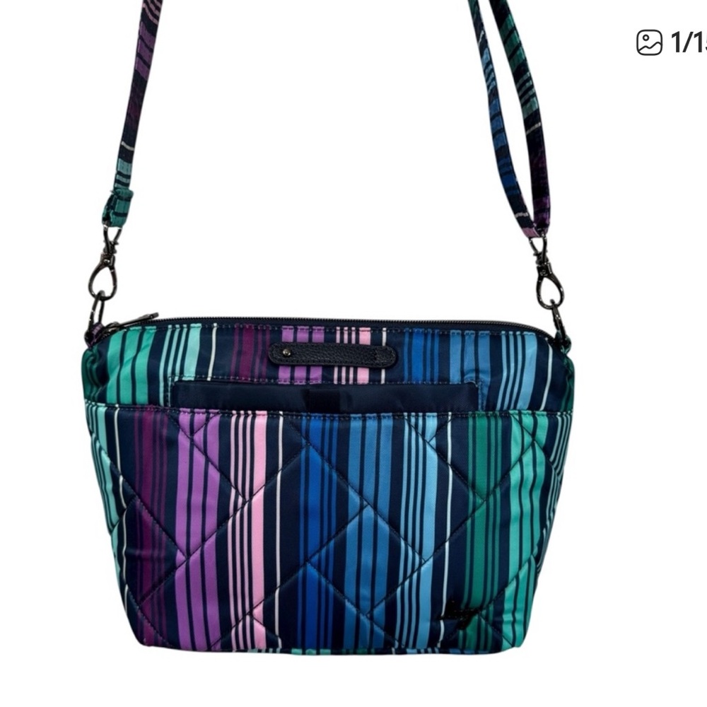Lug Flare 2 “Love Stripe” Crossbody Bag - Blue, Purple, Green. NWOT